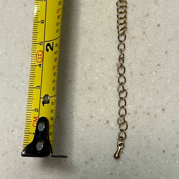 Earrings and necklace matching set. Clear blue & lime gems with gold-tone metal. - Picture 4 of 7